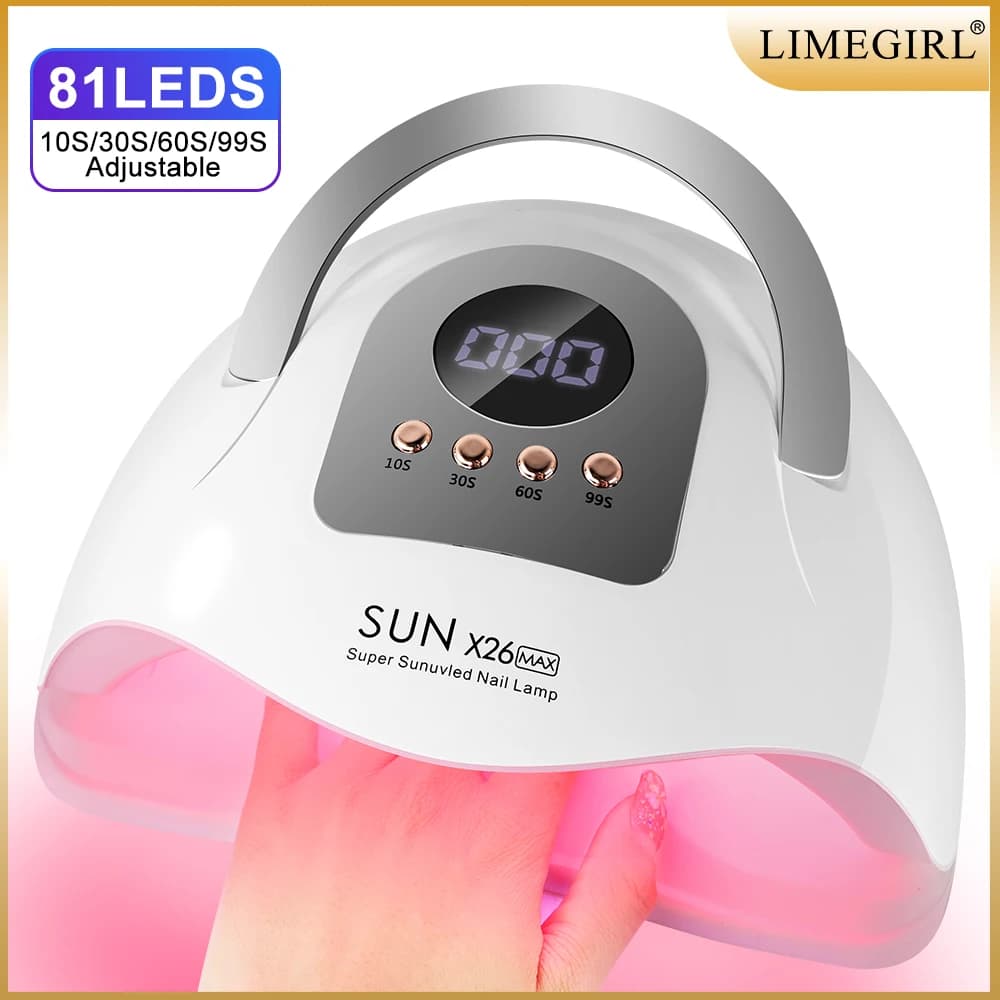 SUN X26MAX 81LED Lampada UV per asciugare le unghie Polimerizzazione rapida Tutto lo smalto gel Professionale Potente essiccatore a luce UV Salone di manicure