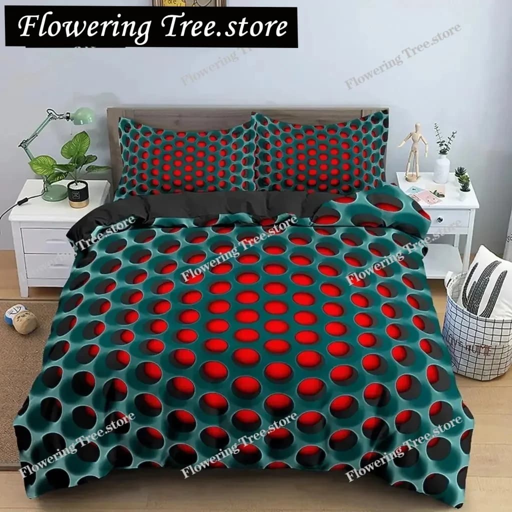 3D Duvet Cover Psychedelic Abstract Double Queen Bedding Set Quilt Cover with Zipper King Size Polyester Comforter Cover