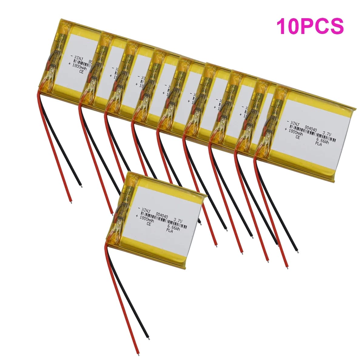 Li-Po rechargeable lithium polymer battery 804040 3.7V 1800mAh, 10 pieces package for MP3, GPS, mobile phone, e-reader, game device