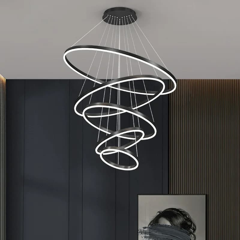 Nordic 6 Ring Led lampadario a soffitto dimmerabile per soggiorno sala da pranzo scala cucina lampada a sospensione casa Decore apparecchio di illuminazione