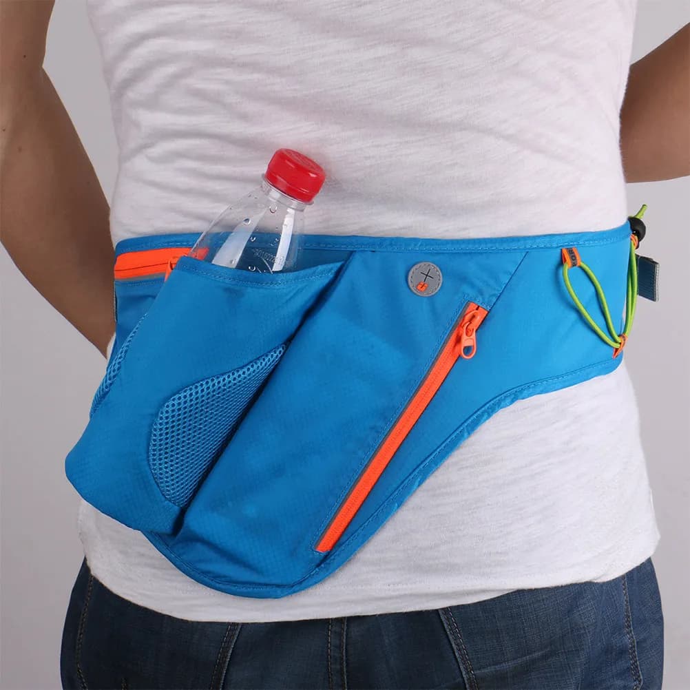 Waterproof Nylon Sport Waist Bag with Luminous Logo, Adjustable Belt, Phone Pocket and Bicycle Wallet