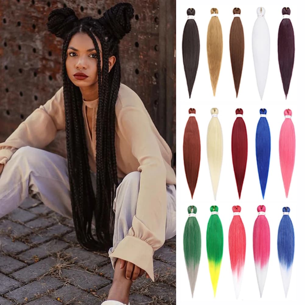 Pre-stretched Braids Hair Professional Itch Free Hot Water Setting Synthetic Fiber 30'' Ombre Yaki Texture Braid Hair Extensions