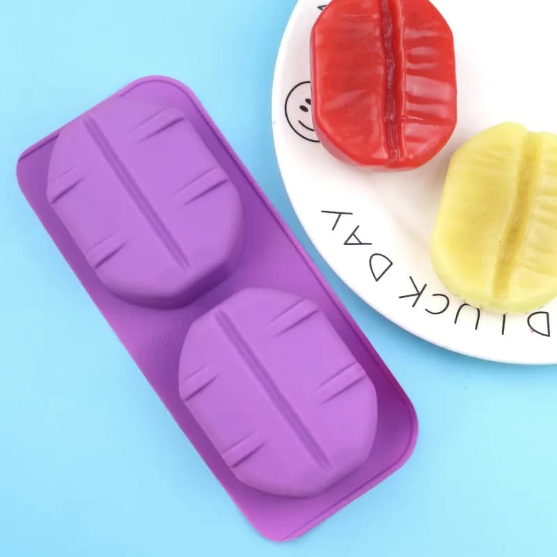 Wholesale 2 Even Coffee Bean Silicone Mold, Household Cake Baking Mould DIY Hand Cold Soap Tool 1370