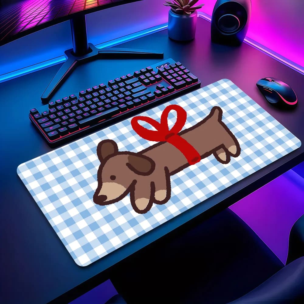 Divertente e Carino Tappetino per Mouse con Cane Bassotto Kawaii, Antiscivolo, Spesso, Grande, con Bordo Cucito, per Ufficio, Studenti e Gaming