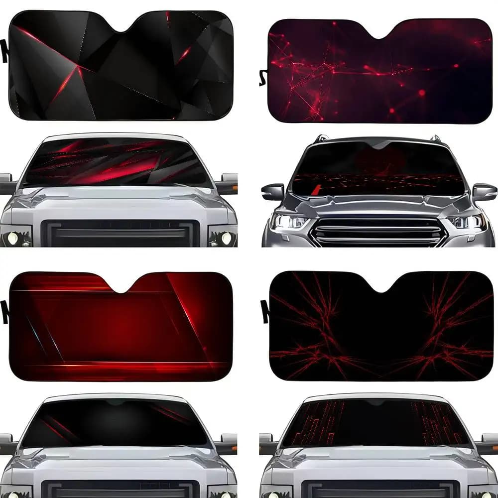 Pannello parasole per auto con tecnologia cool nera e rossa, parasole per auto, parasole per auto, copertura per visiera parasole per auto, accessori per auto Boho