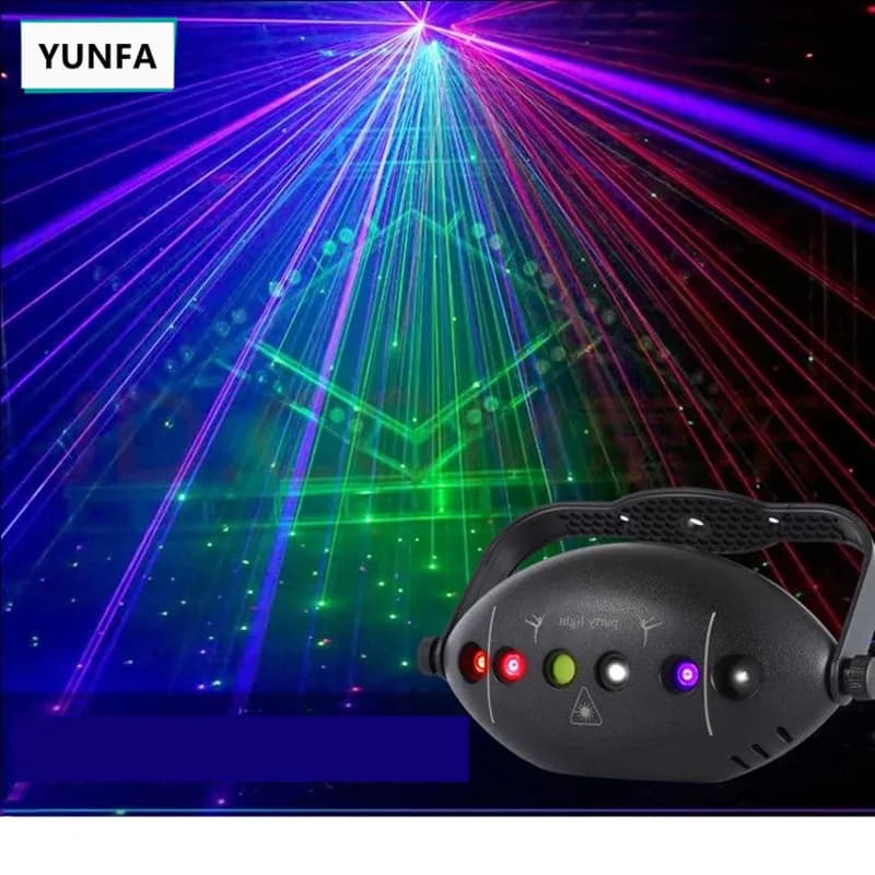 Luci da palcoscenico DJ Christmas Projector Disco Rugby ricaricabile rosso verde blu Strobe Party Home Festive Decoration Lights