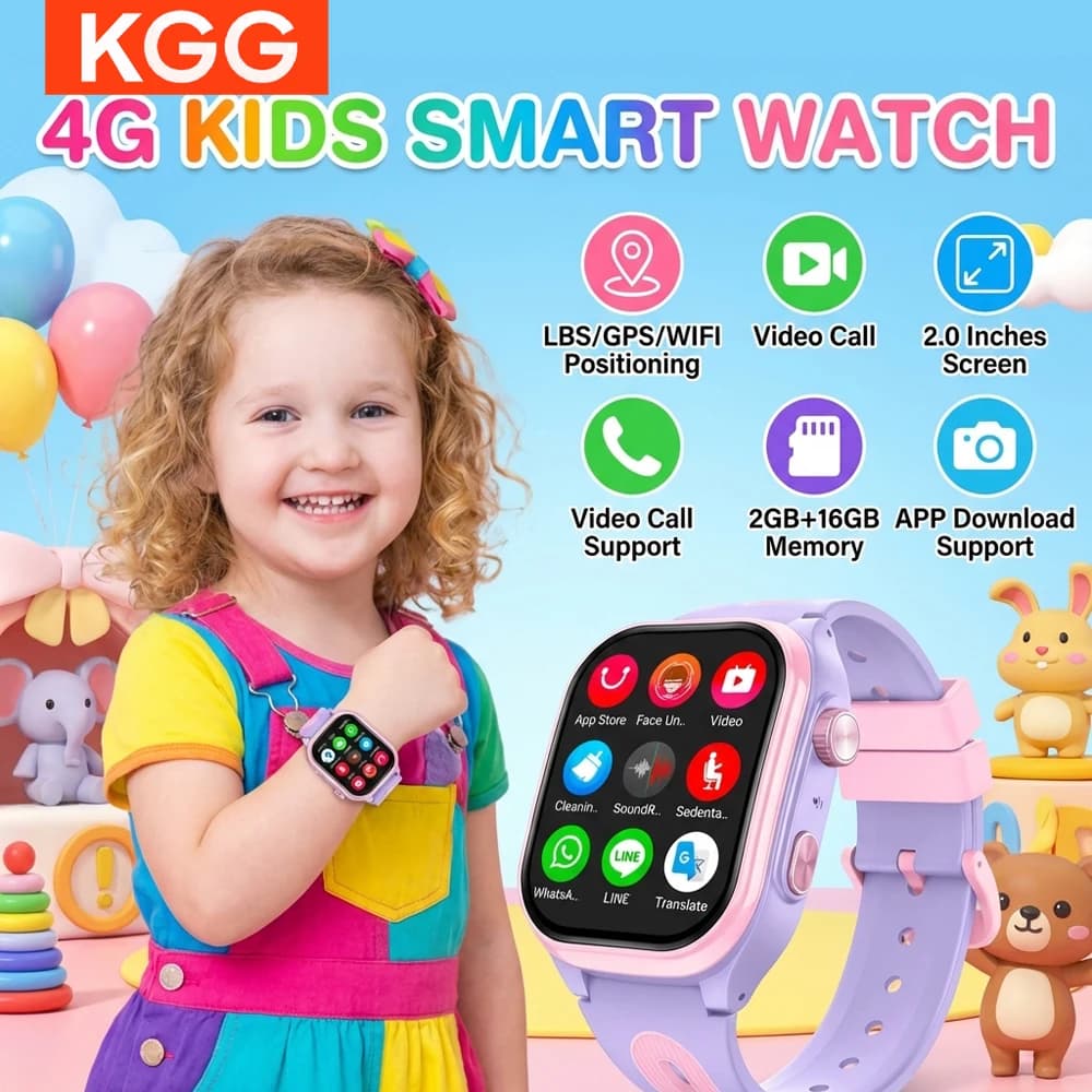 Smartwatch 4G for Children with Telephone, Large HD Screen from 2.0", 2+16GB, GPS, WiFi, Localizer, Video call, Camera, Waterproof, Monitor for Boys and Girls