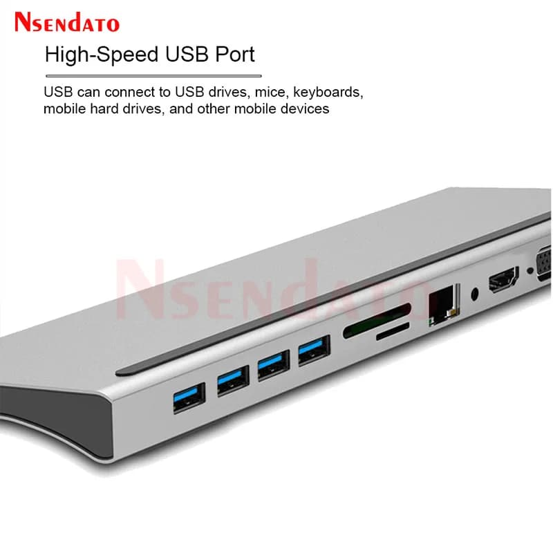 Hub USB Type-C 11/12 in 1 4K con Docking Station USB 3.0, Splitter HDMI, Lettore di Schede e Ricarica PD per MacBook e PC