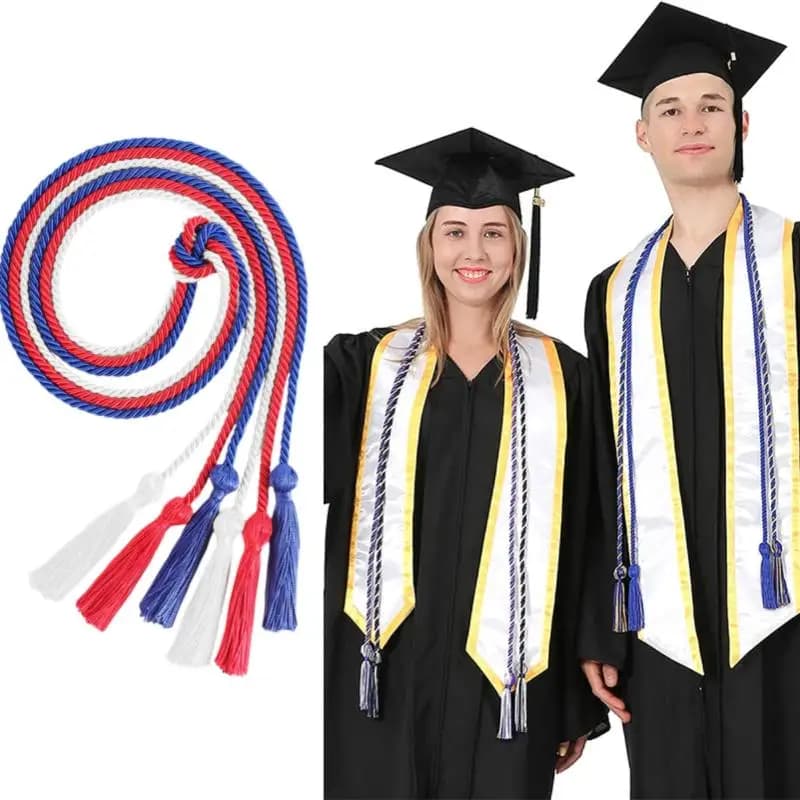 1 pz Cordone d'onore con nappe da 170 cm, passamaneria a doppia frangia, corda lunga in poliestere per toga da laurea, fai da te, accessori per tende