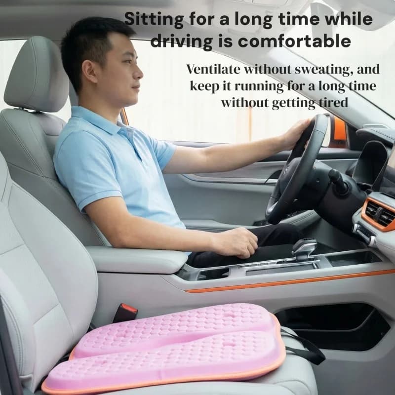 Cuscino Ergonomico Rosa a Nido d'Ape per Sedile Auto, Portatile con Maniglia, Traspirante, con Gel Rinfrescante, Antiscivolo, per Alleviare la Pressione