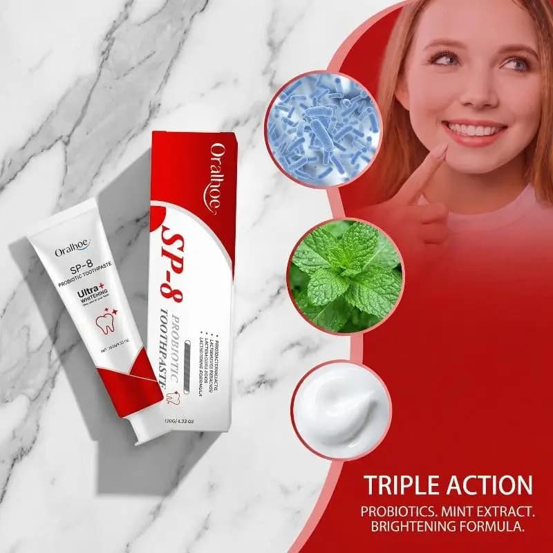 Probiotic Dentifricio at the Menta per Fumatori, Removes Plate and Macchie, Illumina i Denti, Dona un Alito Fresco, Uso Quotidiano