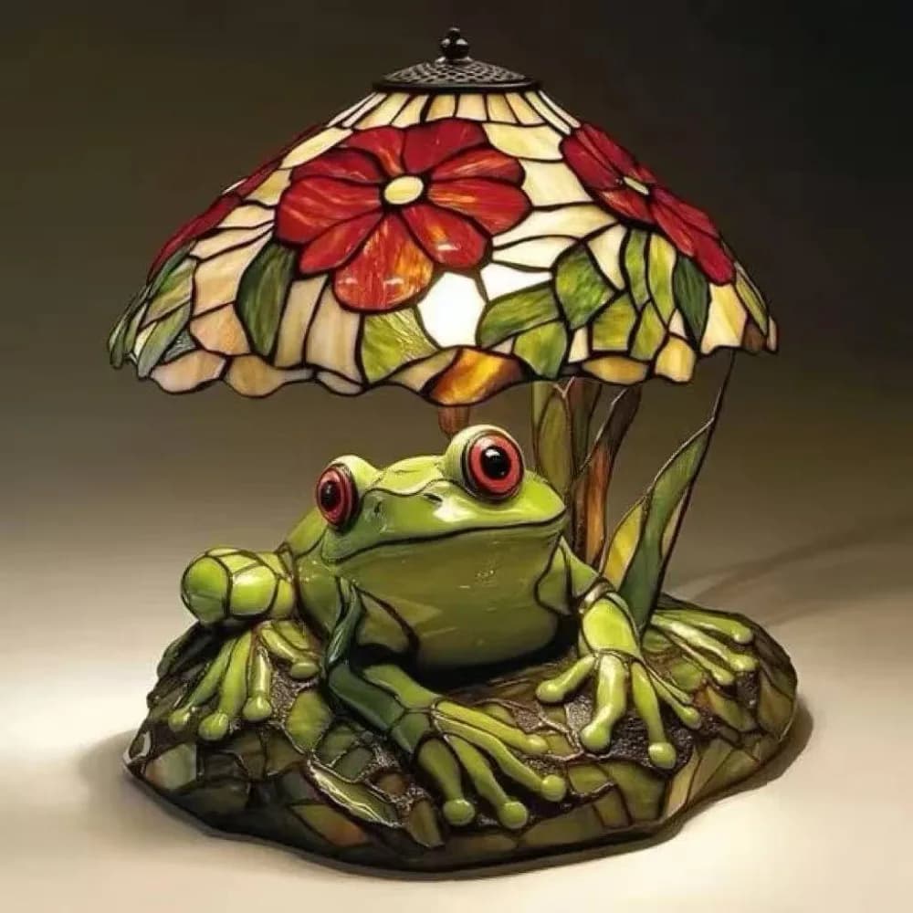 Halloween Gift New Frog and Flower Shaped Resin Desk Lamp Home Office Desktop Small Ornament Bedroom Decoration