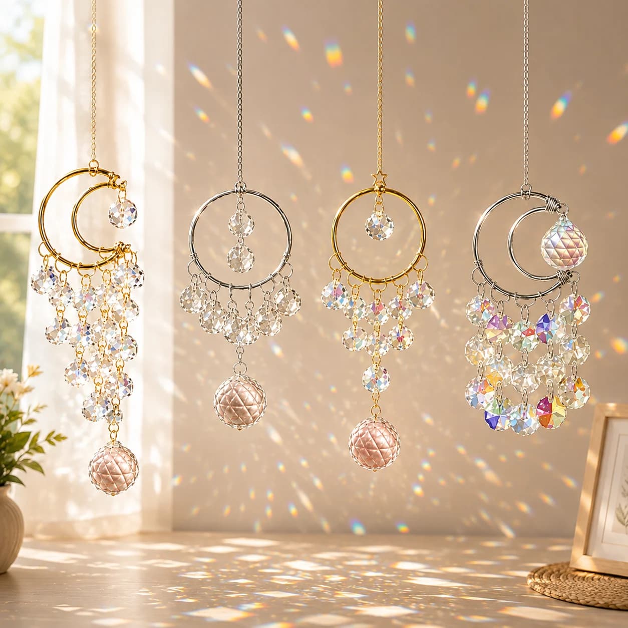 DIY Dreamcatcher Sun Catcher Crystal Wind Chime Pendant Kit Magic Rainbow Hanging Wall Decoration Garden Suncatcher Gift
