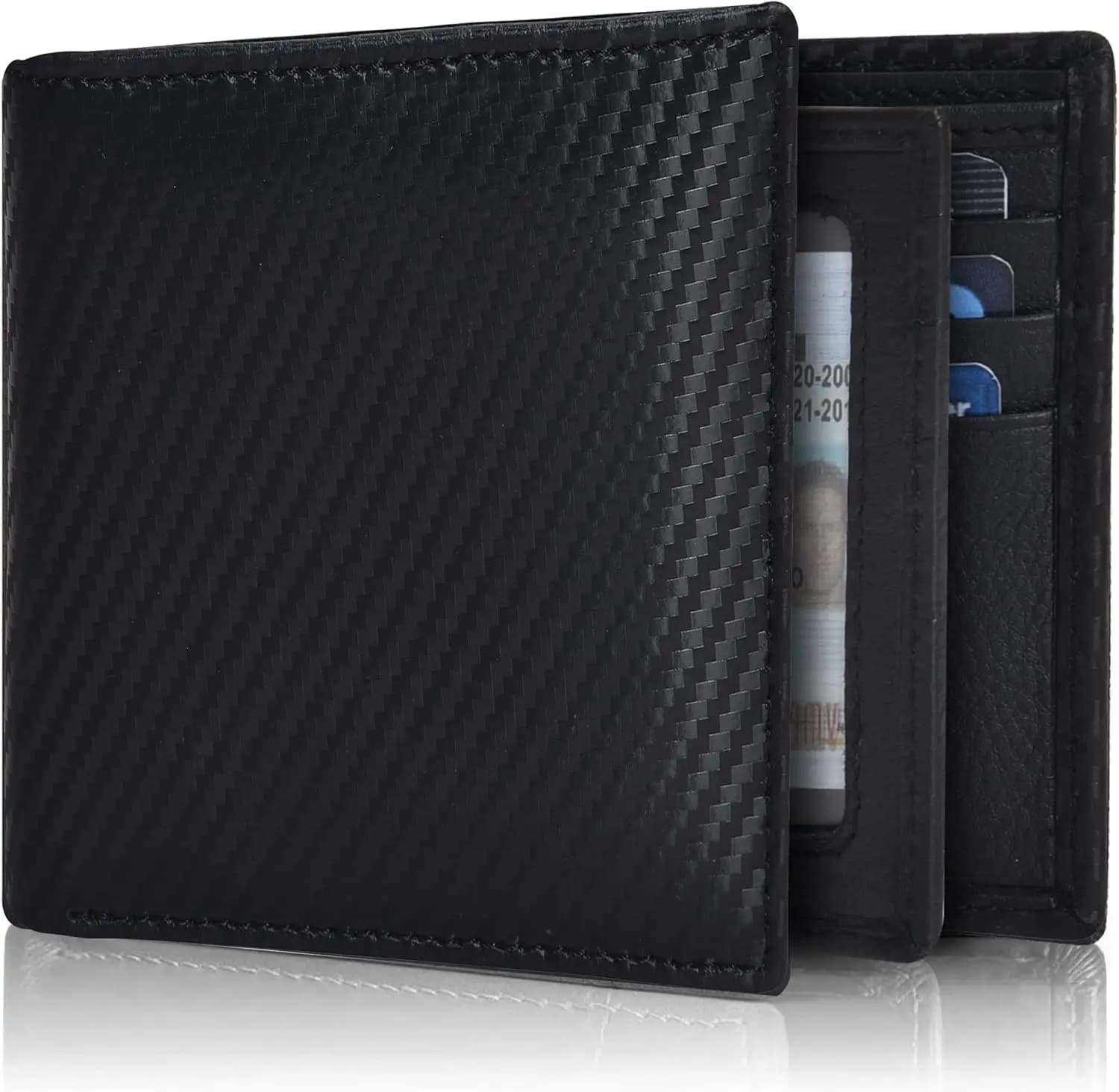 Portafoglio Bifold RFID da Uomo con 9 Scomparti per Carte e Finestra per Documenti - Sottile e Minimalista da Tasca Frontale, Idea Regalo
