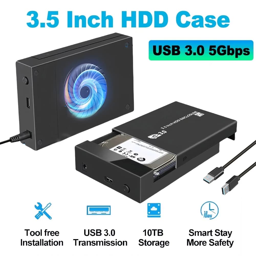 Custodia per HDD 3.5 2.5 ''SATA a USB 3.0 Adattatore Custodia per disco rigido esterno Lettore per disco SSD Custodia per HDD Custodia per HDD HD 3.5 per PC