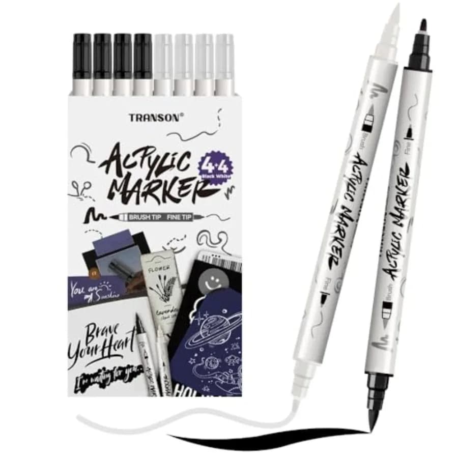 Paint Markers Brush Fine Dual-tip Acrylic Paint Marker Set for Rock Painting Glass Canvas Wood Leather Ceramic Painting