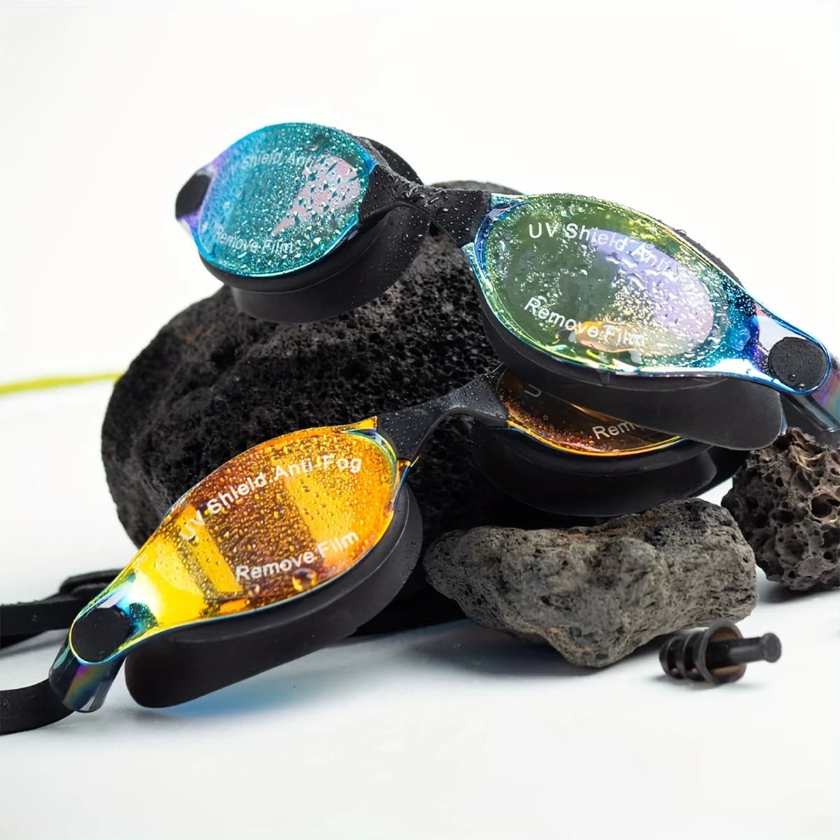 Fashionable Swimming Set Eyewear Ear Caps Nose Clips Swimwear Anti-fog UV Resistant Unisex Adult Training Essential Swimming