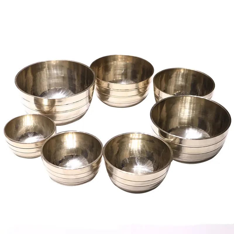High Quality 7-Piece Set Tibetan Singing Bowl Metal Engraved Religious Style