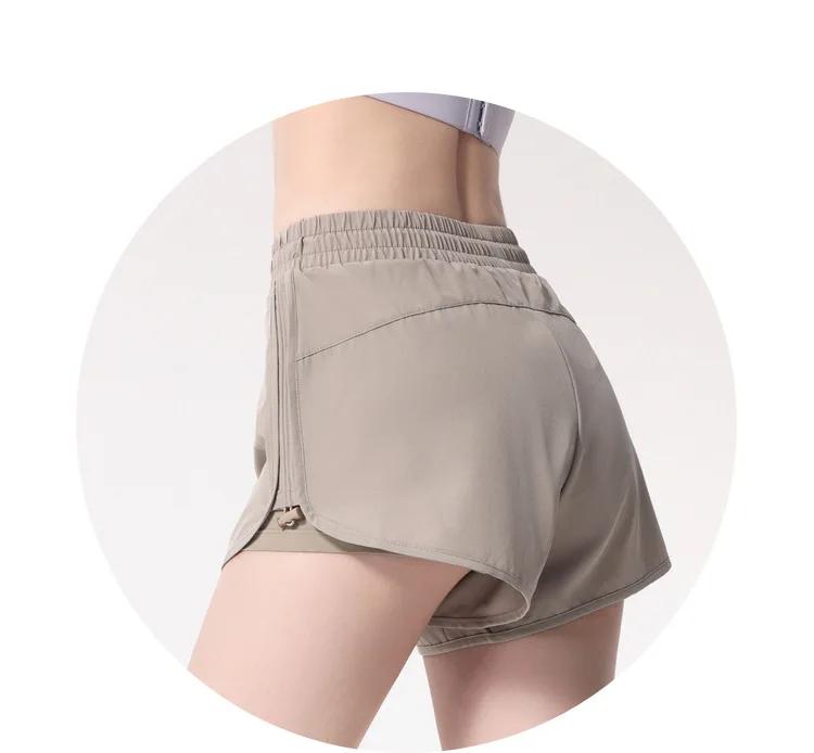 Women Athletic Plus Size Fitness Yoga Shorts Summer Two Fake Anti-glare Sports Shorts Cycling Casual Quick Dry Run Quick Dry