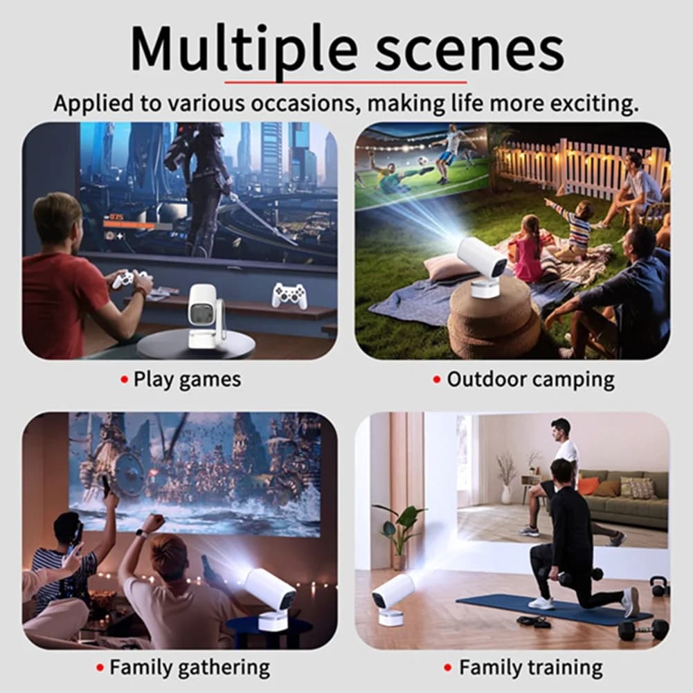 *AA90P 4K Mini proiettore portatile Altoparlante incorporato 1280x720P WiFi6 BT5.0 Sistema Android Messa a fuoco automatica per Home Theater Spina americana