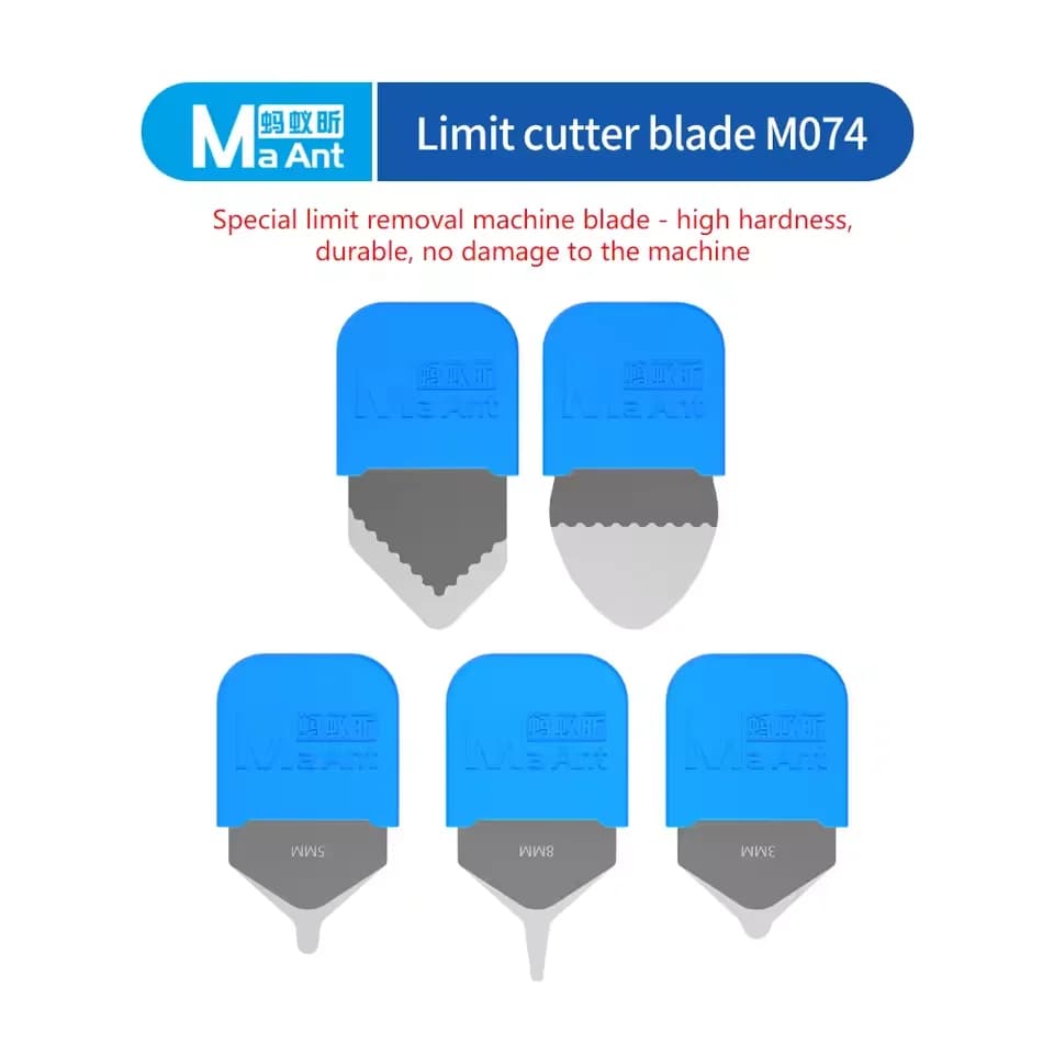 MaAnt M074 Set di lame per rimozione limite di smontaggio 5 in 1 per strumento di leva della batteria per rimozione della copertura posteriore dello schermo del telefono