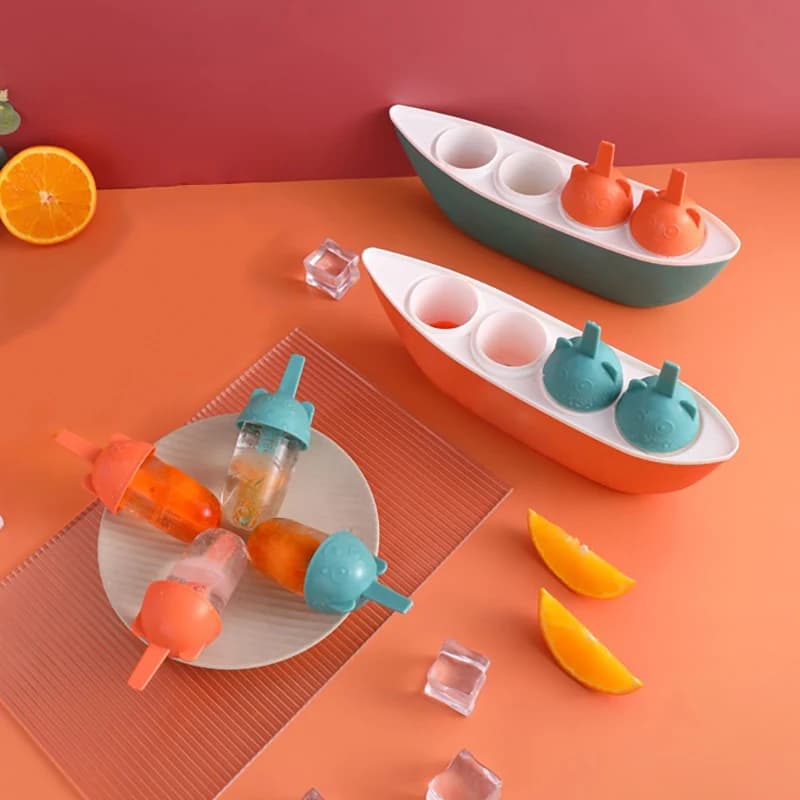 Stampi per ghiaccioli a forma di barca da 2 pezzi, macchina per ghiaccioli fatta in casa, stampi per gelato a rilascio facile per bambini
