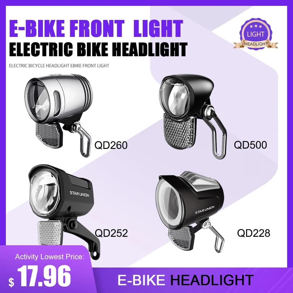 Luce anteriore a LED per bicicletta Faro per bici per scooter elettrico Parte per bicicletta elettrica Lampada per ciclismo su strada MTB Accessori per bici
