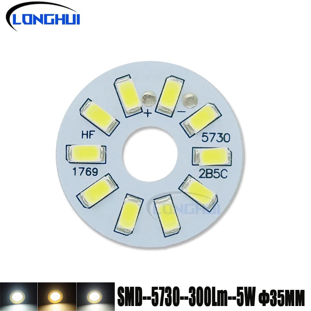 10Pcs LED PCB Light Board 5W SMD 5730 Chip 35mm-50mm DC15-17V 300mA for DIY Crystal Light Bulb Installation
