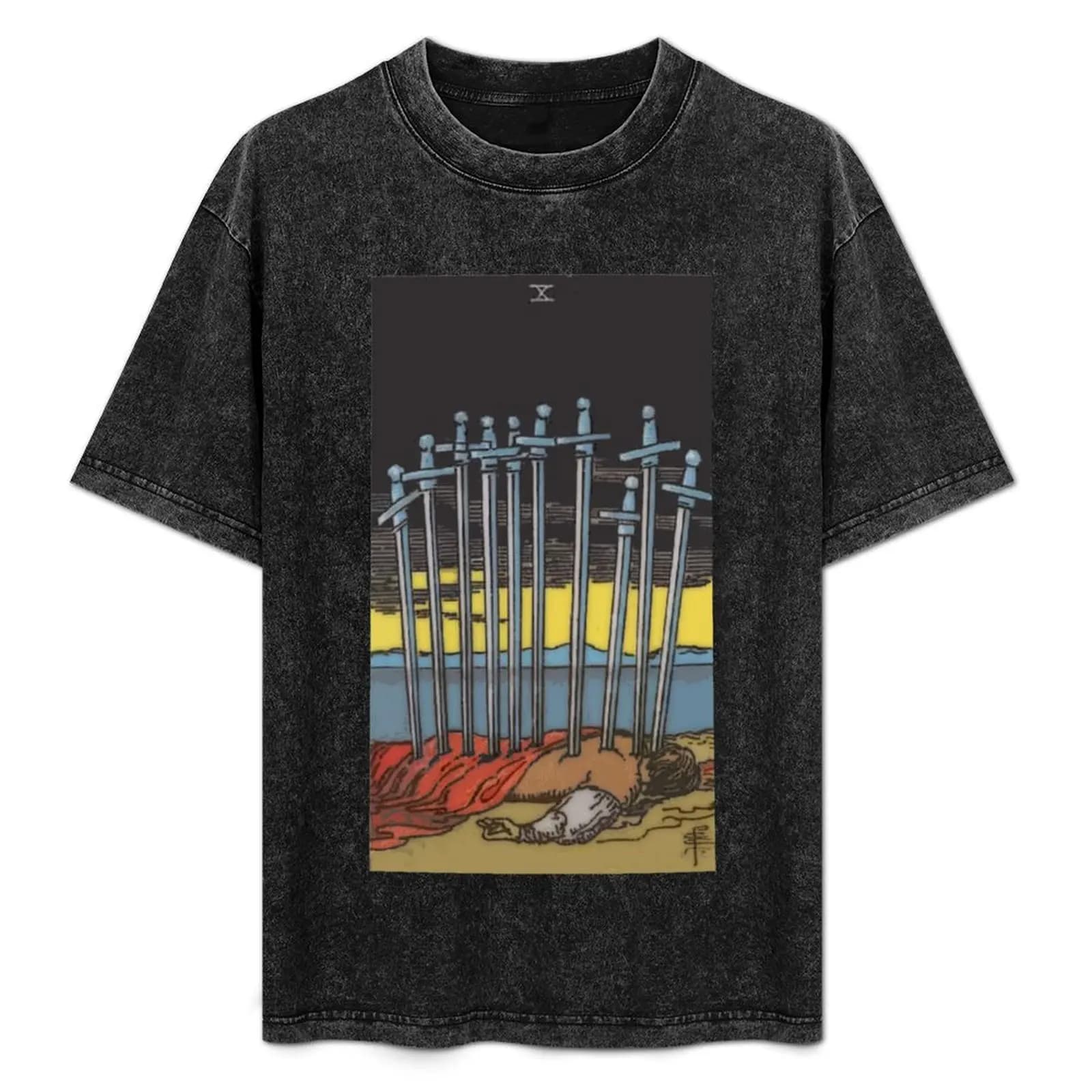 T-shirt classica Ten of Swords Tarot Card Rider Waite in morbido cotone leggero
