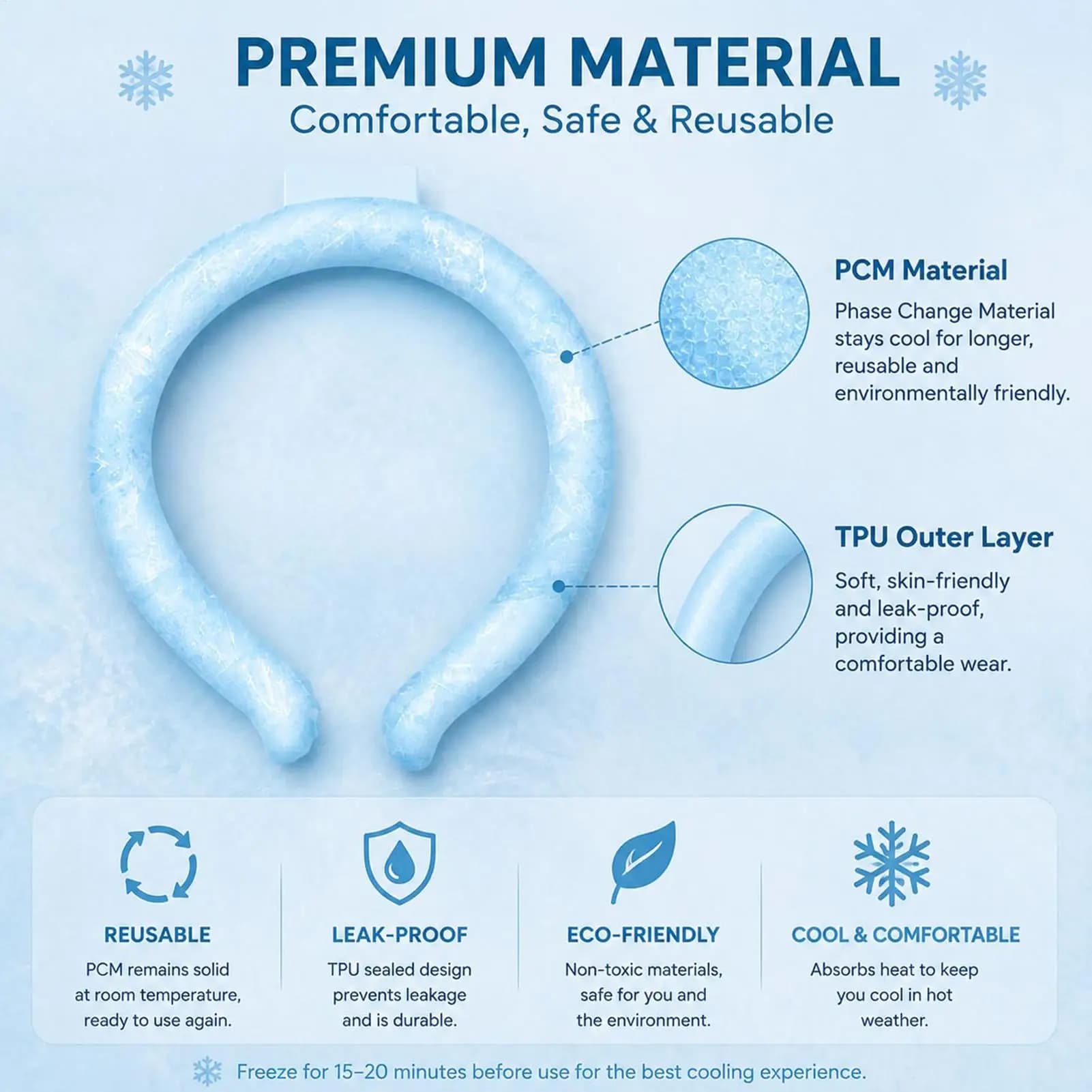 Portable Summer Cooler Neck Cooling Ring Reusable Neck Massager Sunstroke Prevention Lasting Neck Wearable Gel Ice Pack