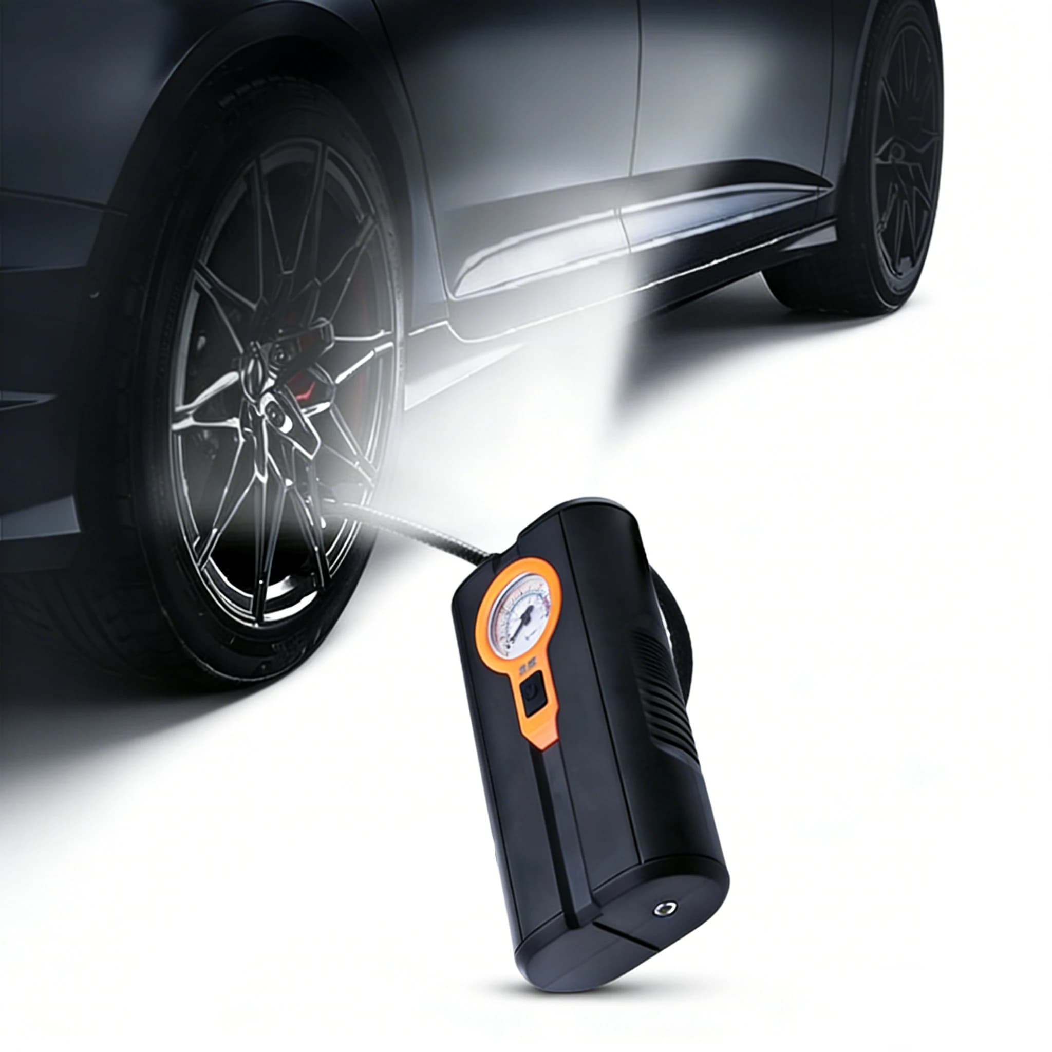 12V Portable Air Compressor, Rapid Pneumatic Inflator with LED Light for Auto, SUV, Motorcycle and Bicycle