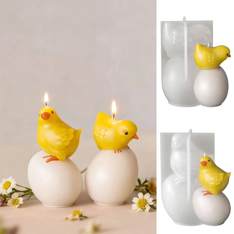 Nuovi Stampi in Silicone a Forma di Gallina e Uovo per Pasqua | Ideale per statuine in gesso pasquali, candele profumate, lavori artigianali in resina | Perfetto