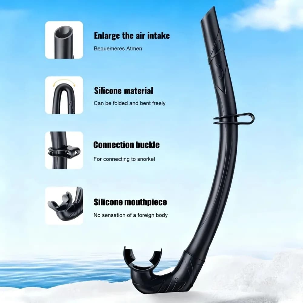 Easy Carry Soft Silicone Diving Snorkel Portable Anti-Drop Swimming Snorkel Arc-Bite Comfortable Snorkeling Snorkel Freediving