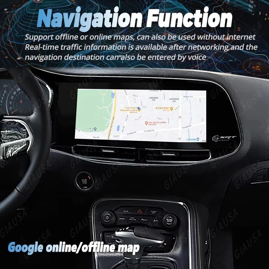HL 12.3inch For Dodge Challenger SRT Hellcat 2010 -2023 Carplay Android Car Radio LCD Touch Screen Multimedia Player GPS Navi 4G