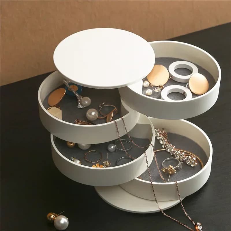 1 Pcs 360 Degree Rotating Transparent JewelryBox for Ear Studs Necklaces Bracelets Headbands Jewelry Storage Organizer