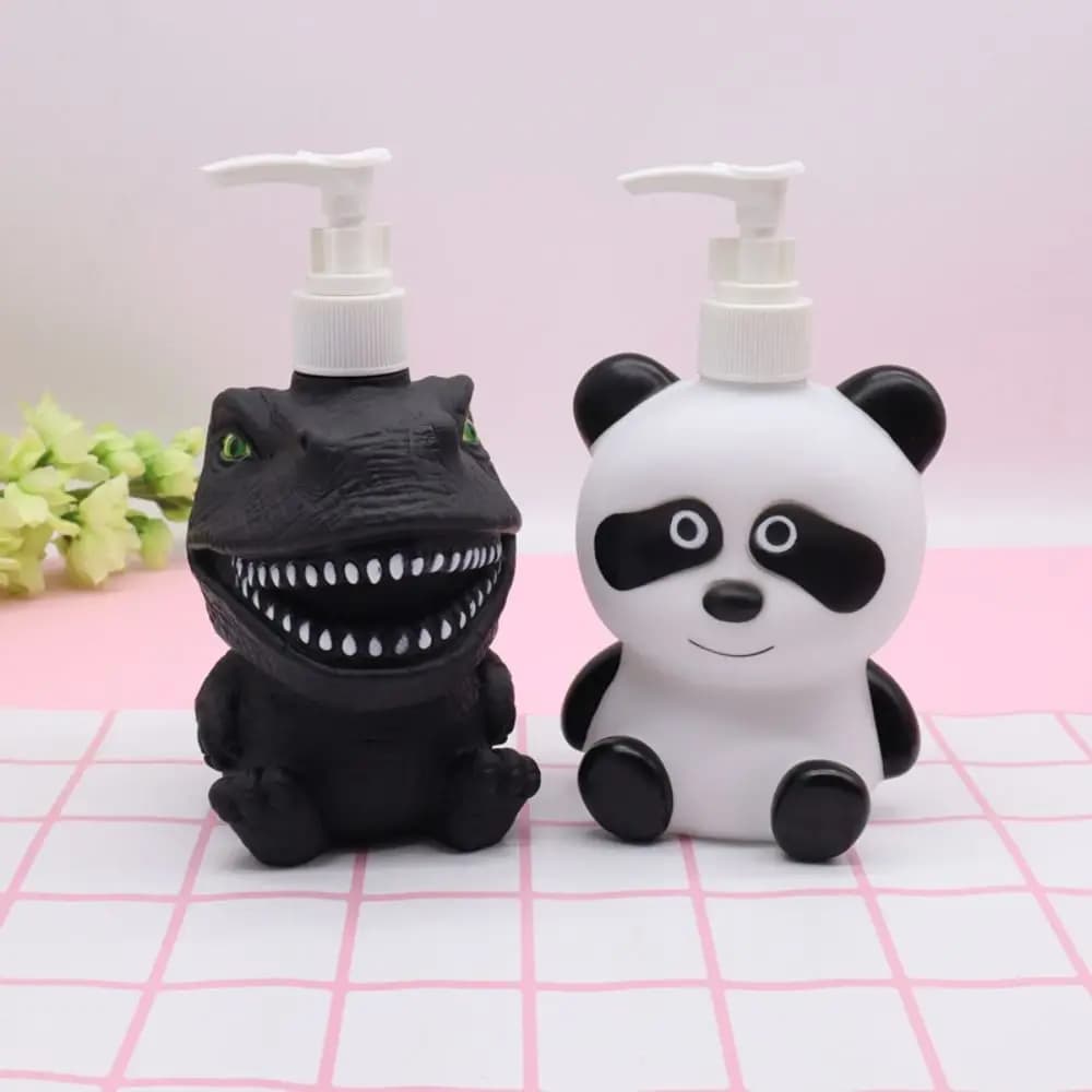 Dispenser di Sapone Ricaricabile a Pressione con Pompa, Bottiglia Vuota per Igienizzante Mani, Design Carino a Forma di Panda, per Bambini