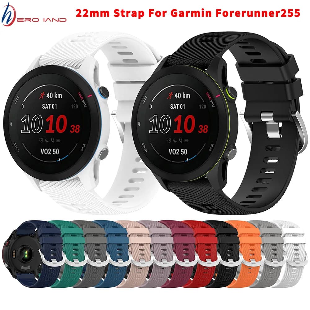 Cinturino da 22mm per Garmin Forerunner 255 cinturino da polso con cinturino in Silicone SmartWatch per Garmin Forerunner 255