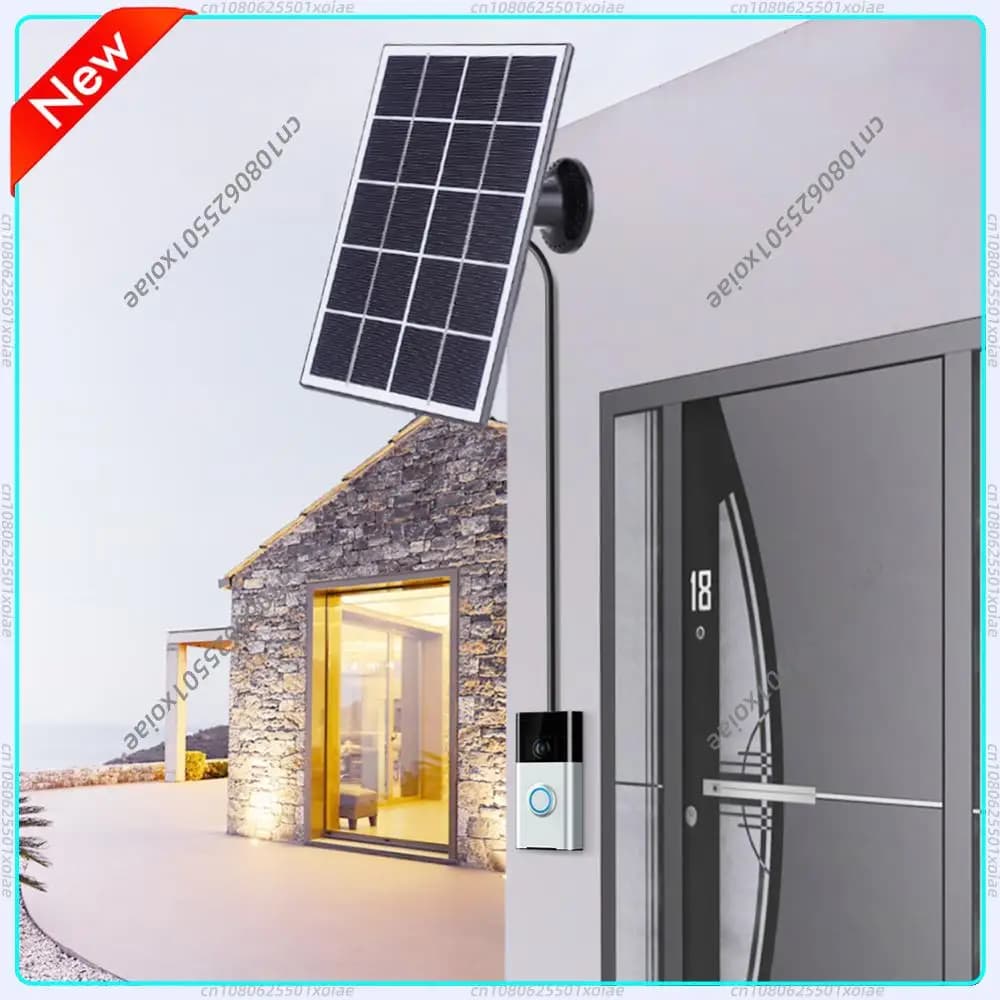Pannello Solare Impermeabile da 20W, Caricatore Solare a 360° ° Cavo regolabile da parete da 9,8 piedi per Ring Video Doorbell 4/3/3 Plus/2