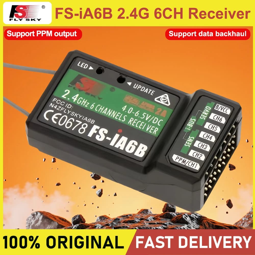 FLYSKY IA6B 2.4G 6CH PPM uscita con ricevitore porta IBus per FS-i6 FS-i10 I6X I6S trasmettitore RC Drone elicottero aereo