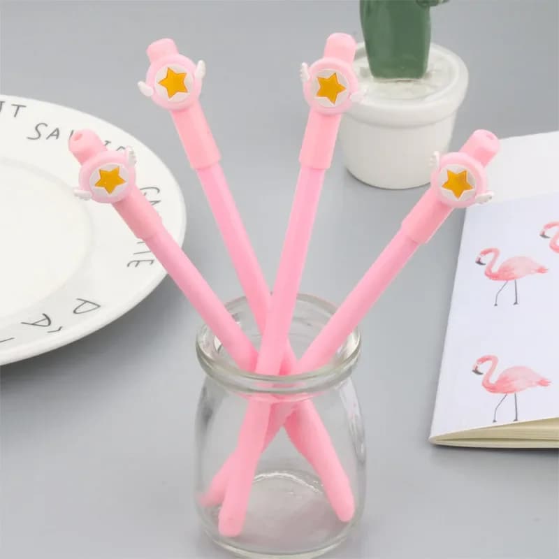 50 PZ Creativo Ragazza Cuore Belle Ali Magiche Stella Rosa E Penna Gel Penna di Prova Kawaii Materiale Scolastico CancelleriaGel Penne