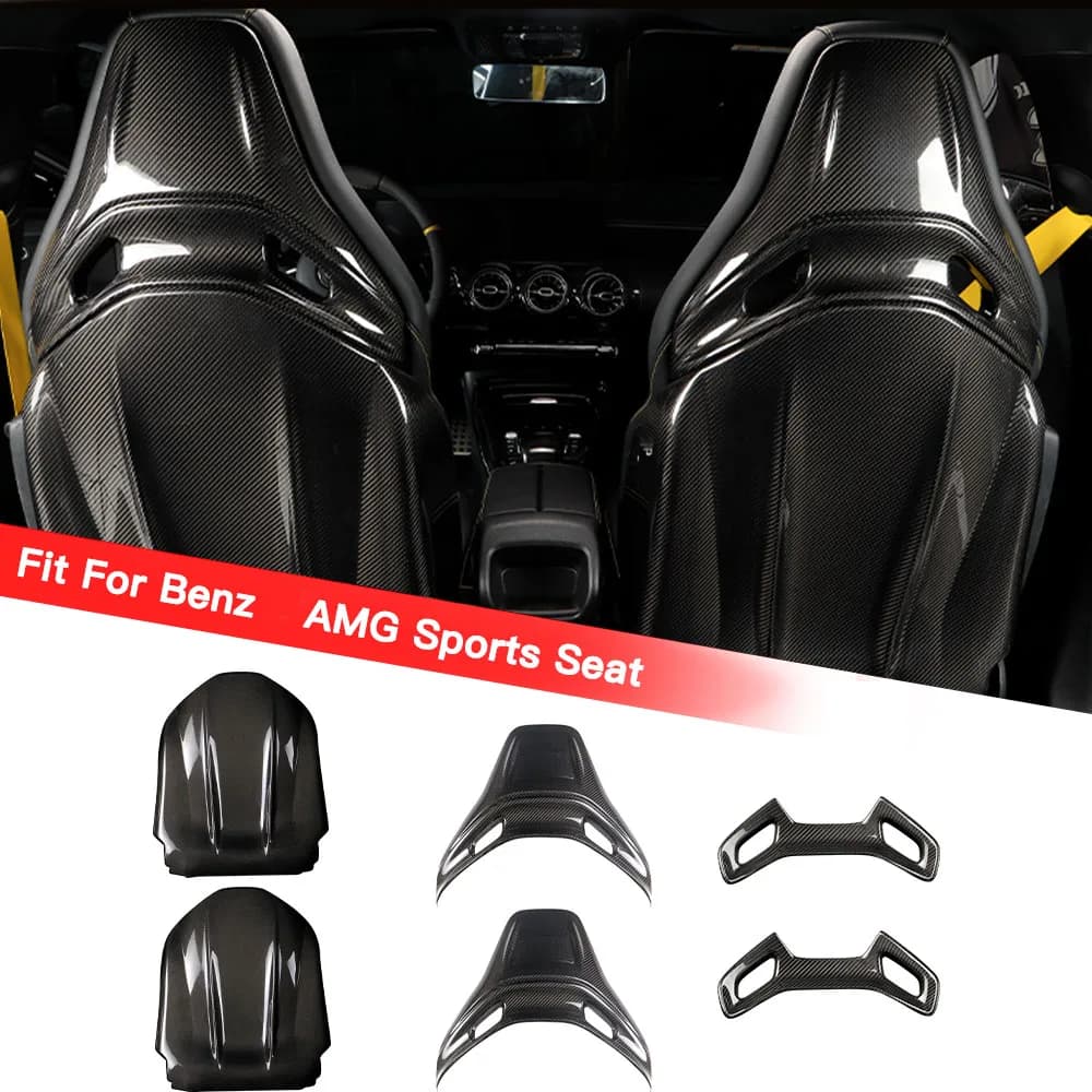 Copertura del sedile posteriore in vera fibra di carbonio secca per Mercedes Benz AMG A45S (2020-2024) CLA AMG 45S (2023) Accessori auto Trim Overlay Sedile posteriore Protettore Cover Decorazioni