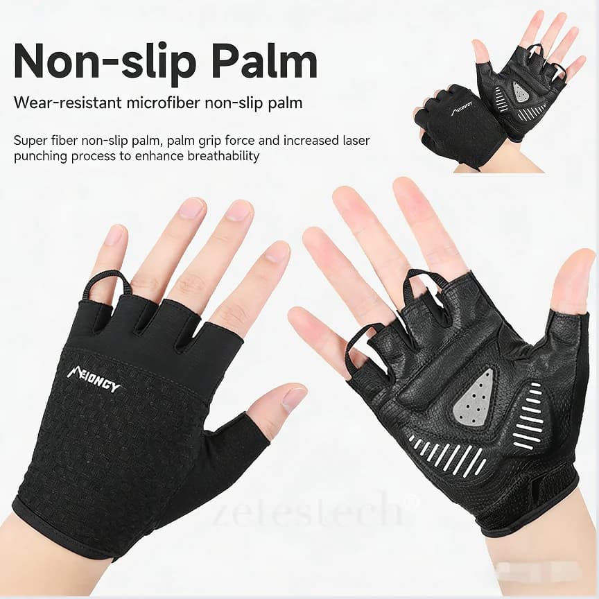 Guanti Sportivi Traspiranti Antiscivolo e Antiurto per Ciclismo, Fitness, Sollevamento Pesi, Allenamento in Palestra, Unisex, Mezze Dita