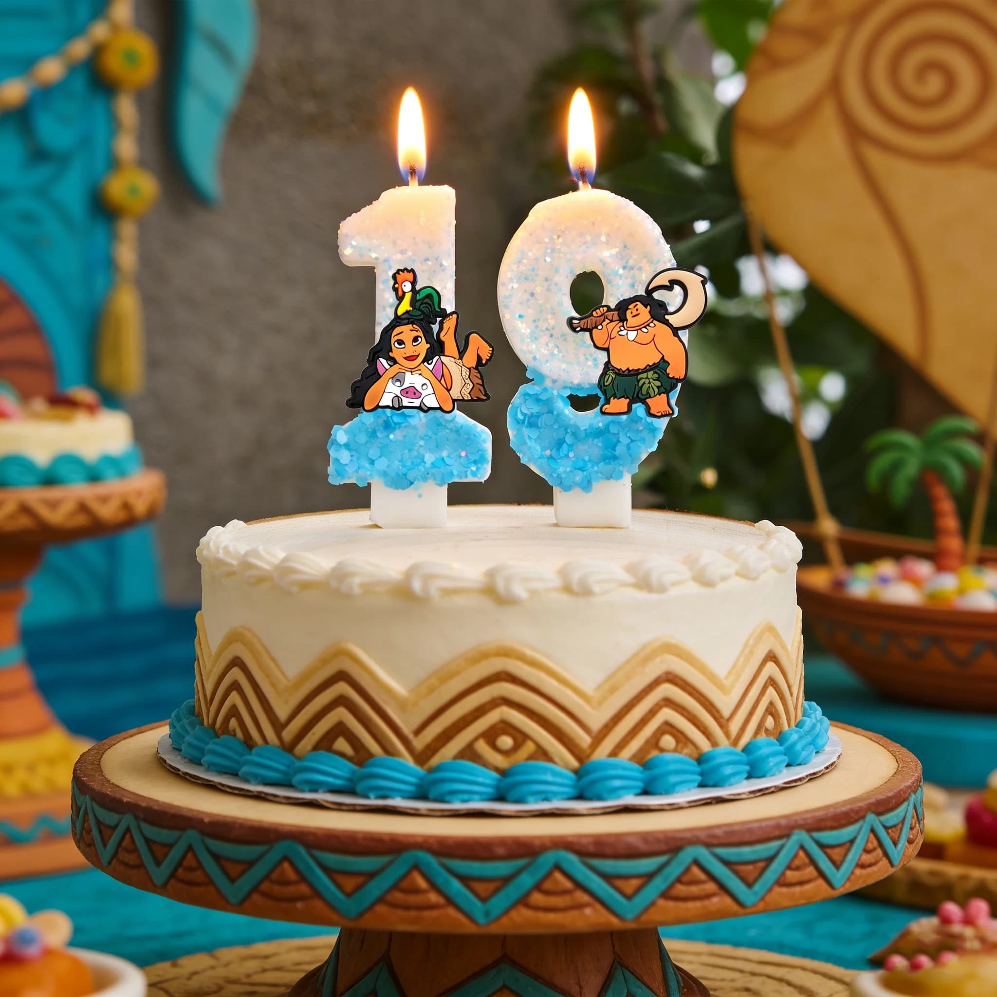 New Ocean Adventures Moana Candle 0-9 Number Kids Birthday Cake Decoration Supplies Baby Shower Party Toys Gifts