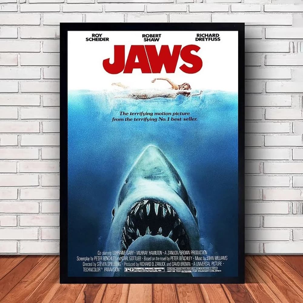 JAWS Movie Poster Canvas Wall Art Print Mural Home Decor Gift for Friends Unframed