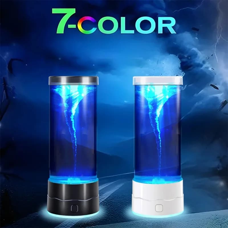Lampada LED Tornado Alimentata Tramite USB, 7 Colori con Cambio Automatico, Luce Notturna a Vortice, Decorazione da Tavolo per Casa, Camera da Letto Bambini, Regalo di Compleanno, Luce d'Atmosfera