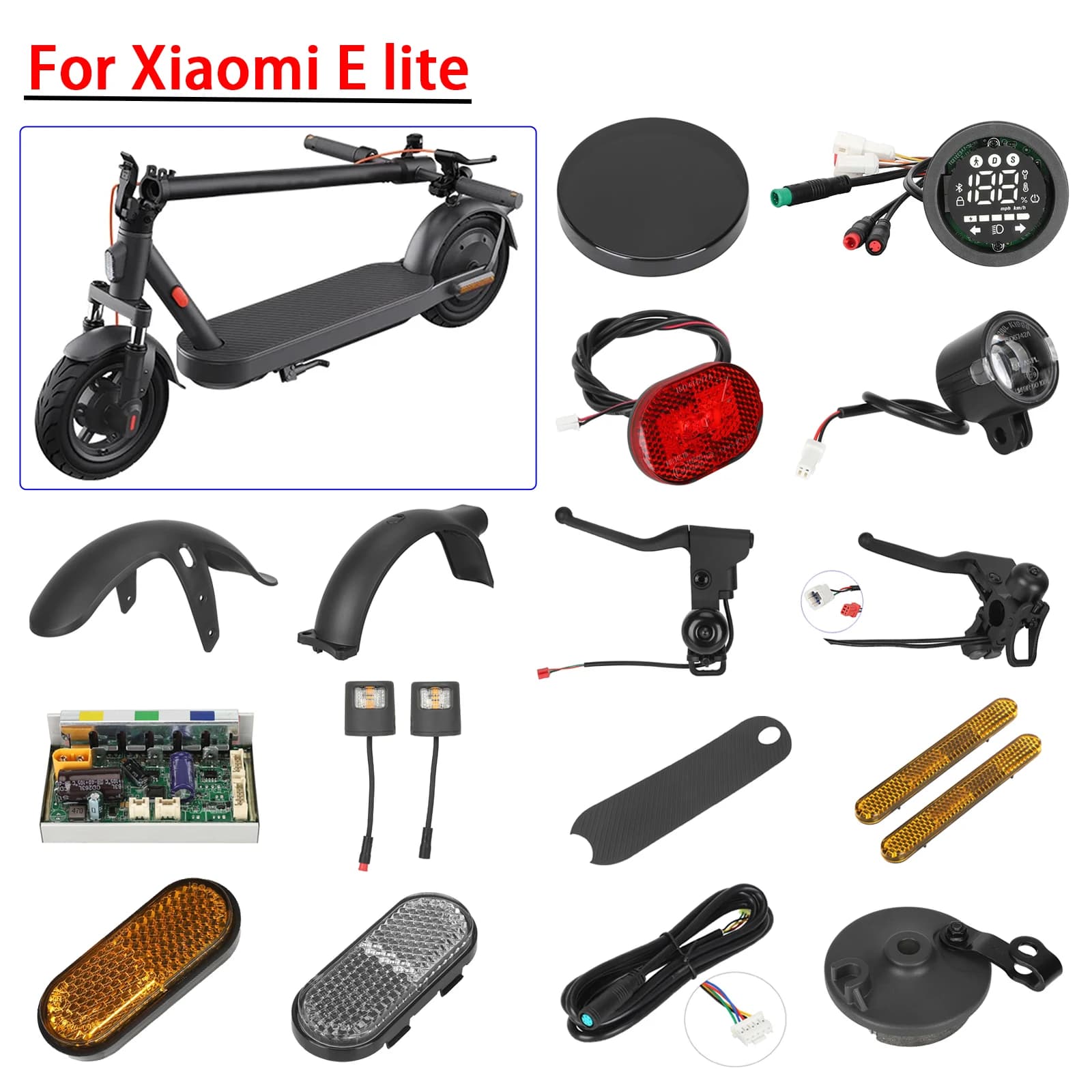 Scooter Varie parti originali Pannello display controller parafango Luci di direzione Riflettore poggiapiedi per scooter elettrici Xiaomi Elite