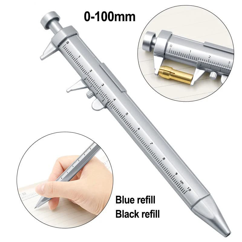 Penna Multifunzione con Calibro a Corsoio, Penna a Sfera 0.5mm, Penna Gel, Penna Roller con Calibro a Corsoio, Regali di Cancelleria Creativa