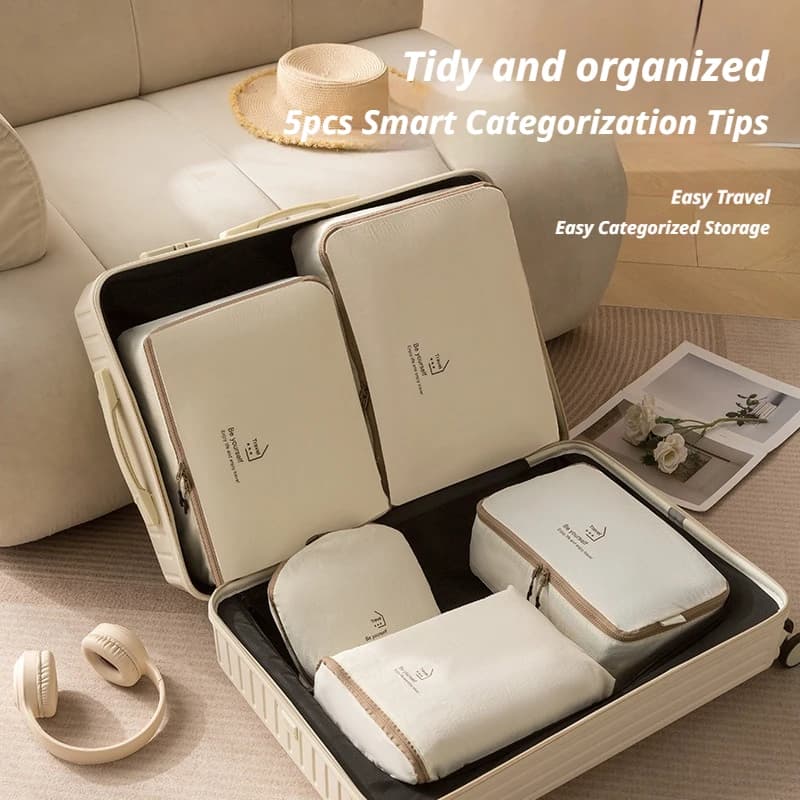 【Disponibile】Set di 5 sacchetti portaoggetti da viaggio, organizer multifunzionale per la casa, viaggi, bagagli, vestiti, scarpe, sacchetti per l'organizzazione e l'imballaggio