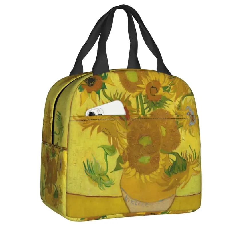 Vaso personalizzato con dodici girasoli Lunch Bag Vincent Van Gogh Painting Cooler scatole per il pranzo isolate termicamente per l'ufficio per adulti