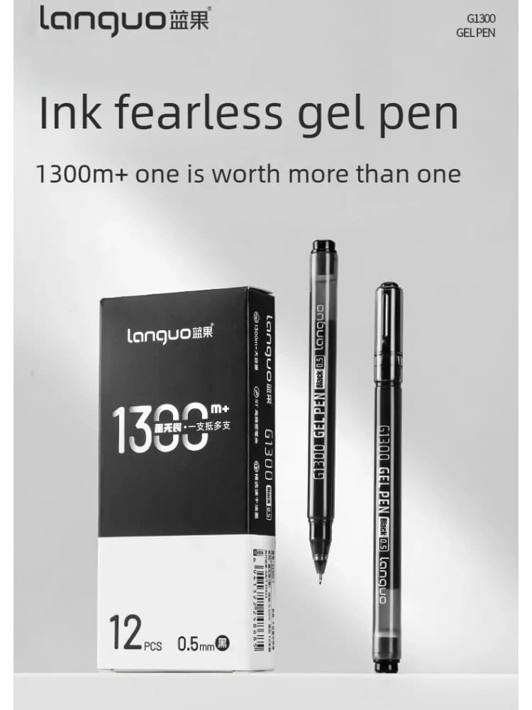 Languo Large Capacity 0.5mm Gel Pen Black Red Ink Smooth Quick Dry Writing Pen Office Signing Stationery Office School Supplies